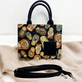 фото сумка женская гобелен с элементами экокожи 50281-10 (матрешки)