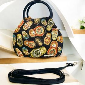 фото сумка женская гобелен +  экокожа 50229-10 (матрешки)
