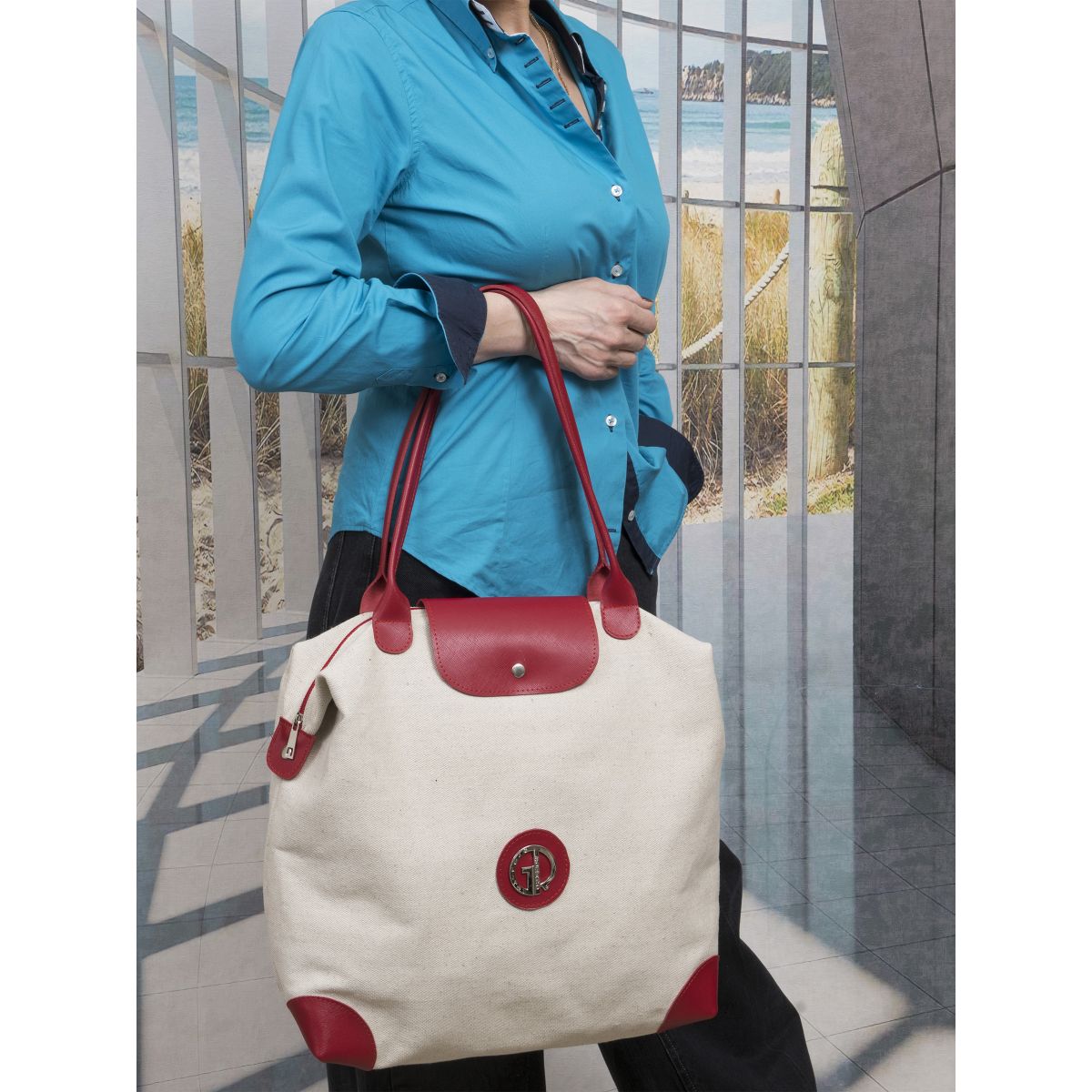 Сумка текстильная с элементами из кожи женская GIULIANI donna 2207M-2-4
