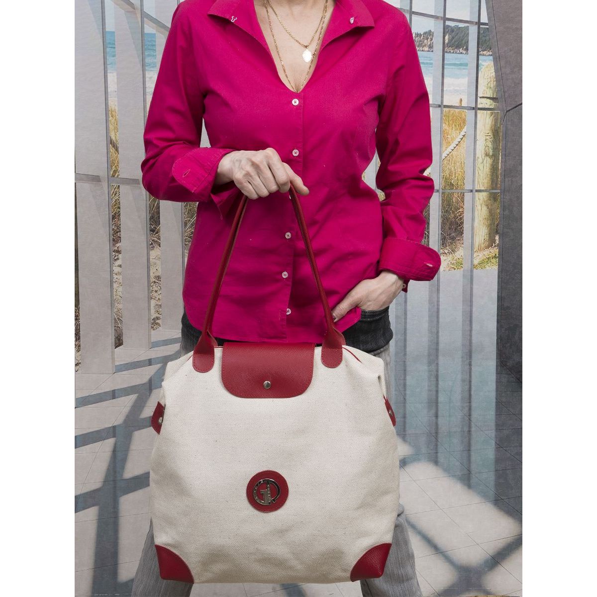 Сумка текстильная с элементами из кожи женская GIULIANI donna 2207M-2-4